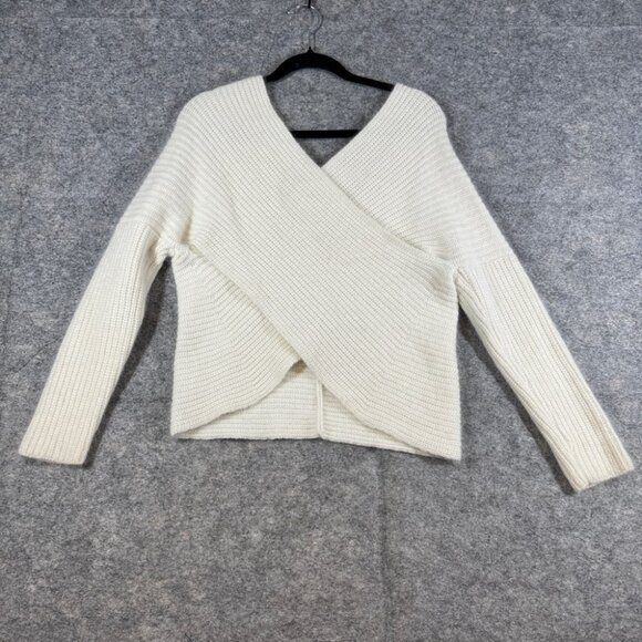 Maje Angora Blend Wrap Sweater Cream V Neck Knit Size Small Luxury Soft Knit - Picture 2 of 15